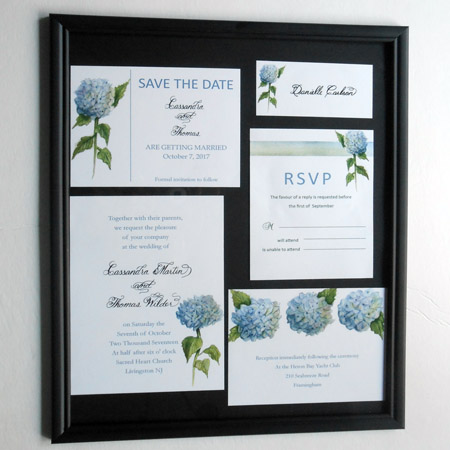  Watercolor and Calligraphy Hydrangea Wedding Invitation Suite from Designs By Lorise