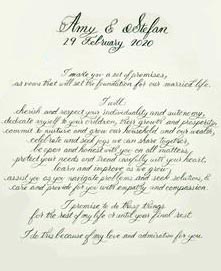 custom calligraphy wedding vow