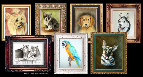 Fine Art Pet and Animal Portraits and Paintings from Designs By Lorise