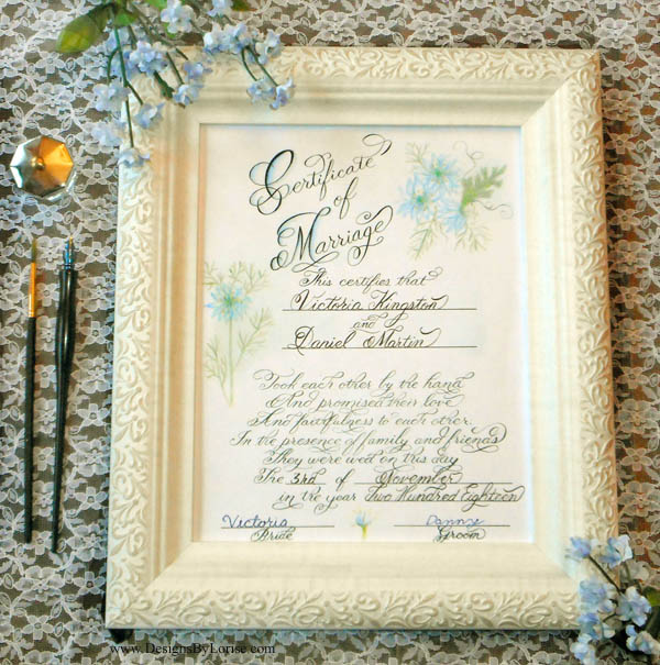 Wedding Marriage Quaker Certificate or Vows