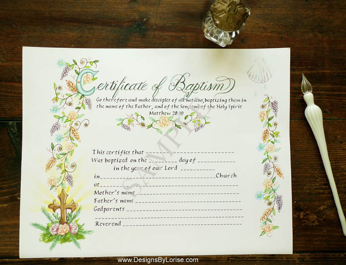 Fill In Calligraphy Certificates with Illuminated Hand Painted Gold Highlights