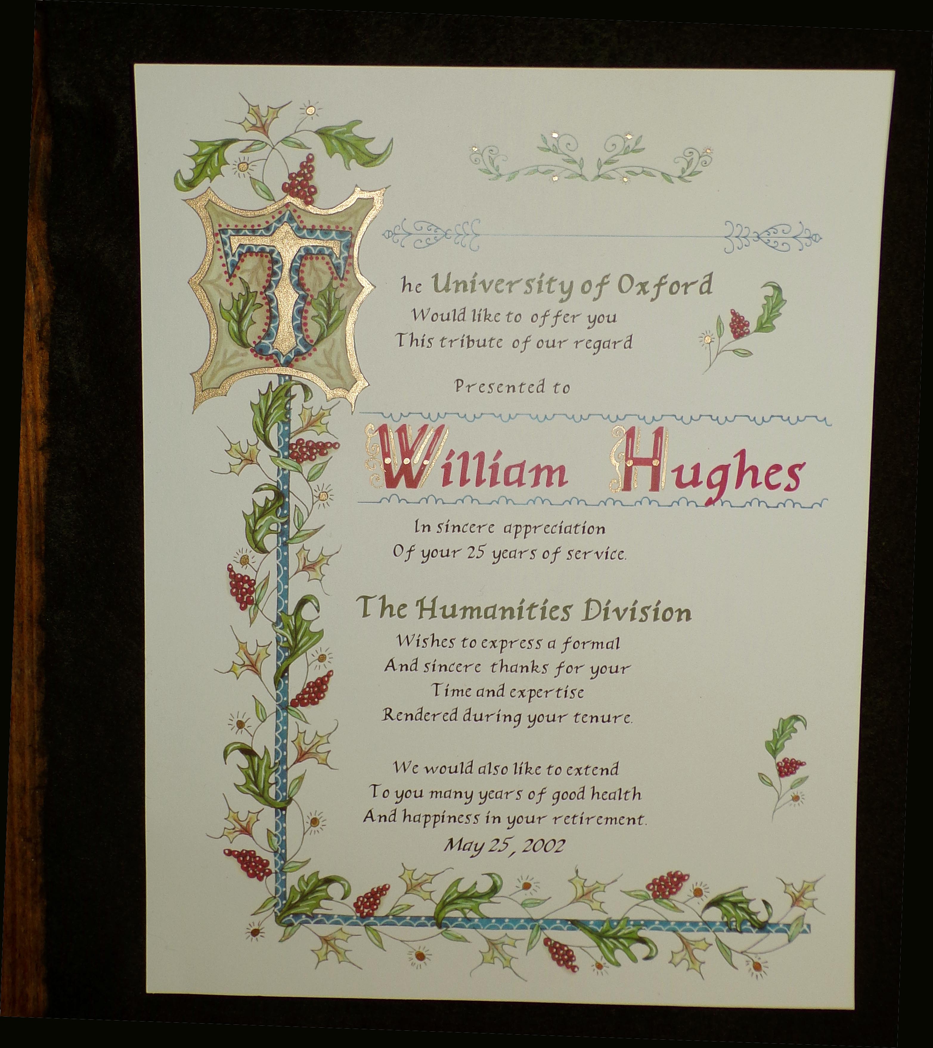 Illuminated Resolutions, Citations, Certificates Award Documents