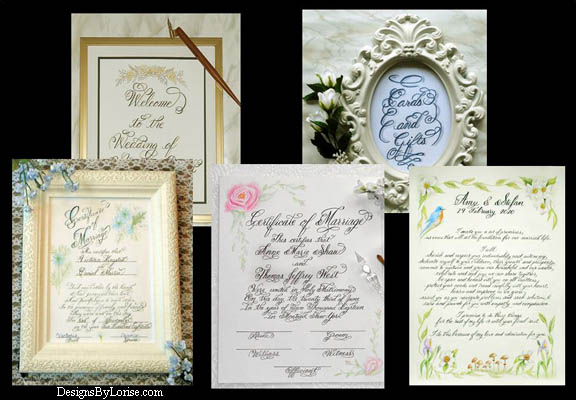 Custom Calligraphy Watercolor Wedding Quaker Marriage Certificates, Vows, Signage