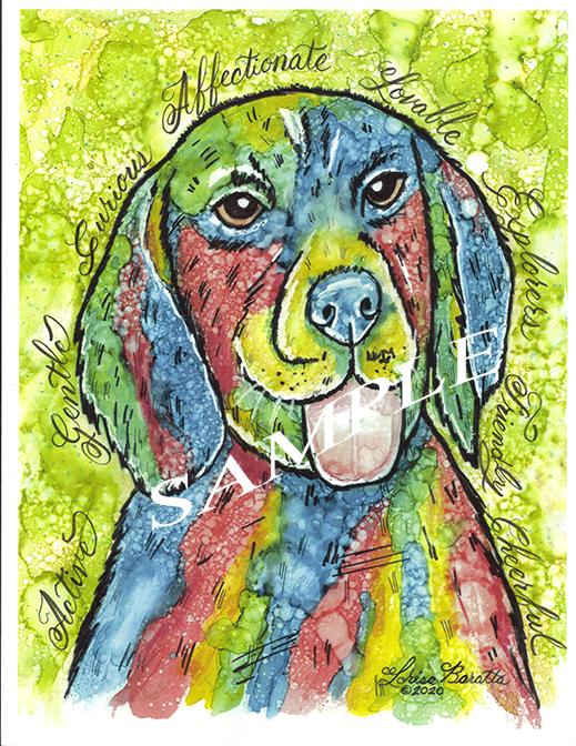 Beagle Dog  Calligraphy Animal Art Print