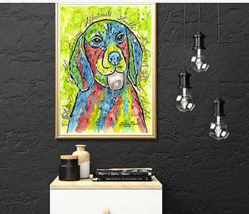 Beagle Dog  Calligraphy Animal Art Print