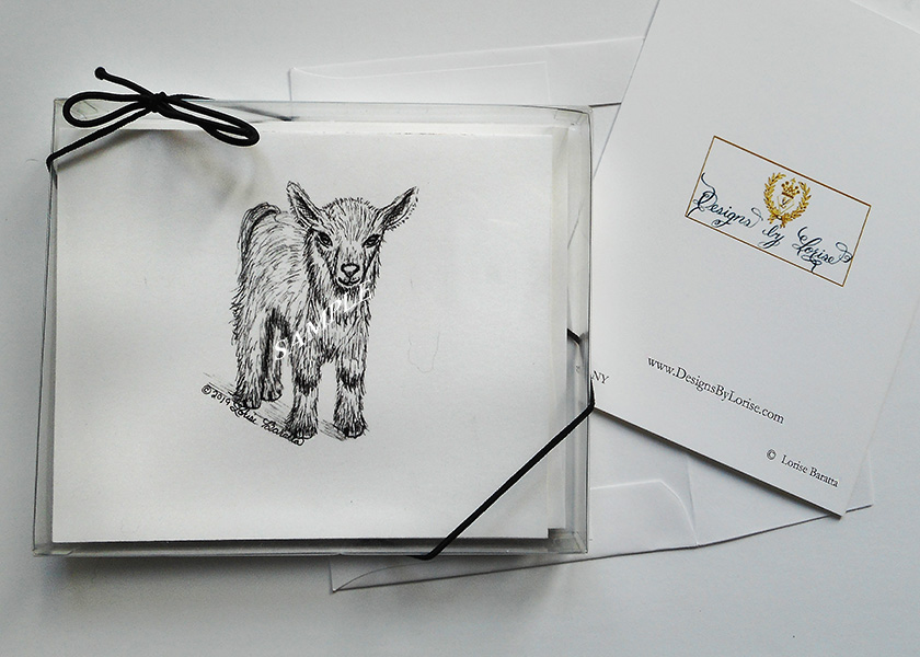 Goat Greeting Note Cards with Envelopes of Art and Calligraphy