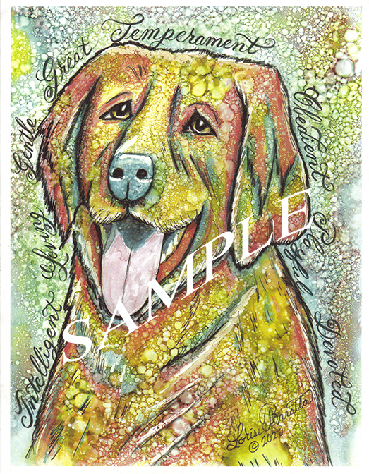 Golden Retriever Dog  Calligraphy  Animal Art Print
