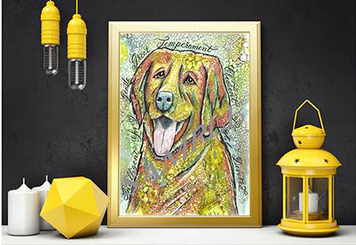 Golden Retriever Dog  Calligraphy  Animal Art Print