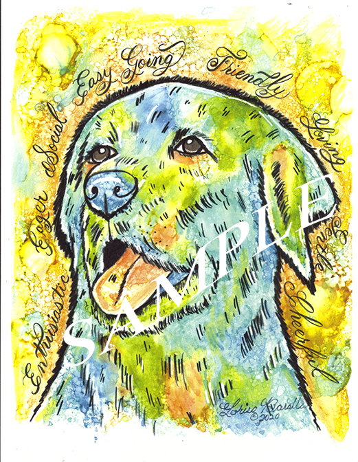 Labrador Retriever Dog  Calligraphy Animal Art Print