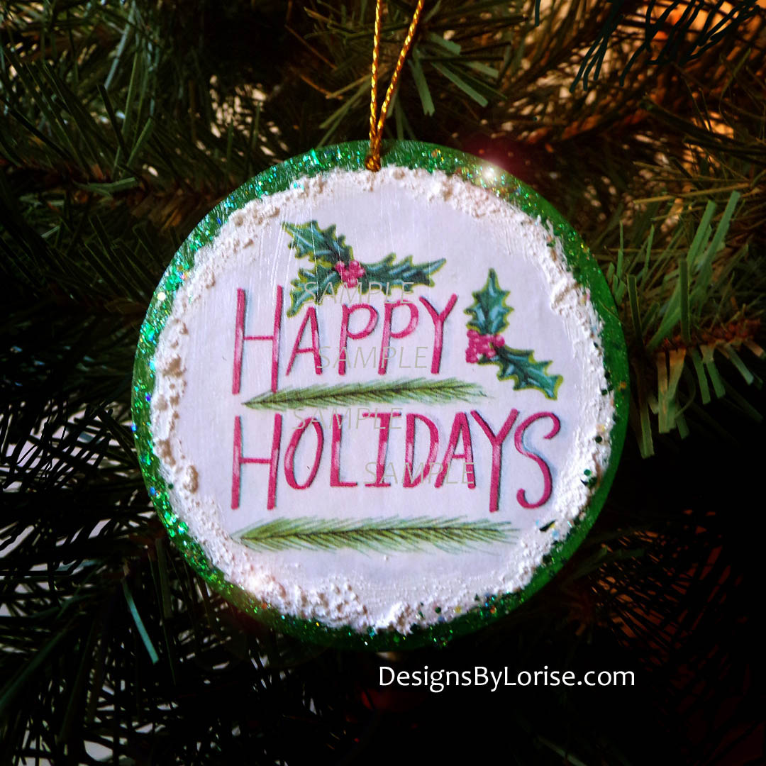 Happy Holidays Green Christmas Ornament
