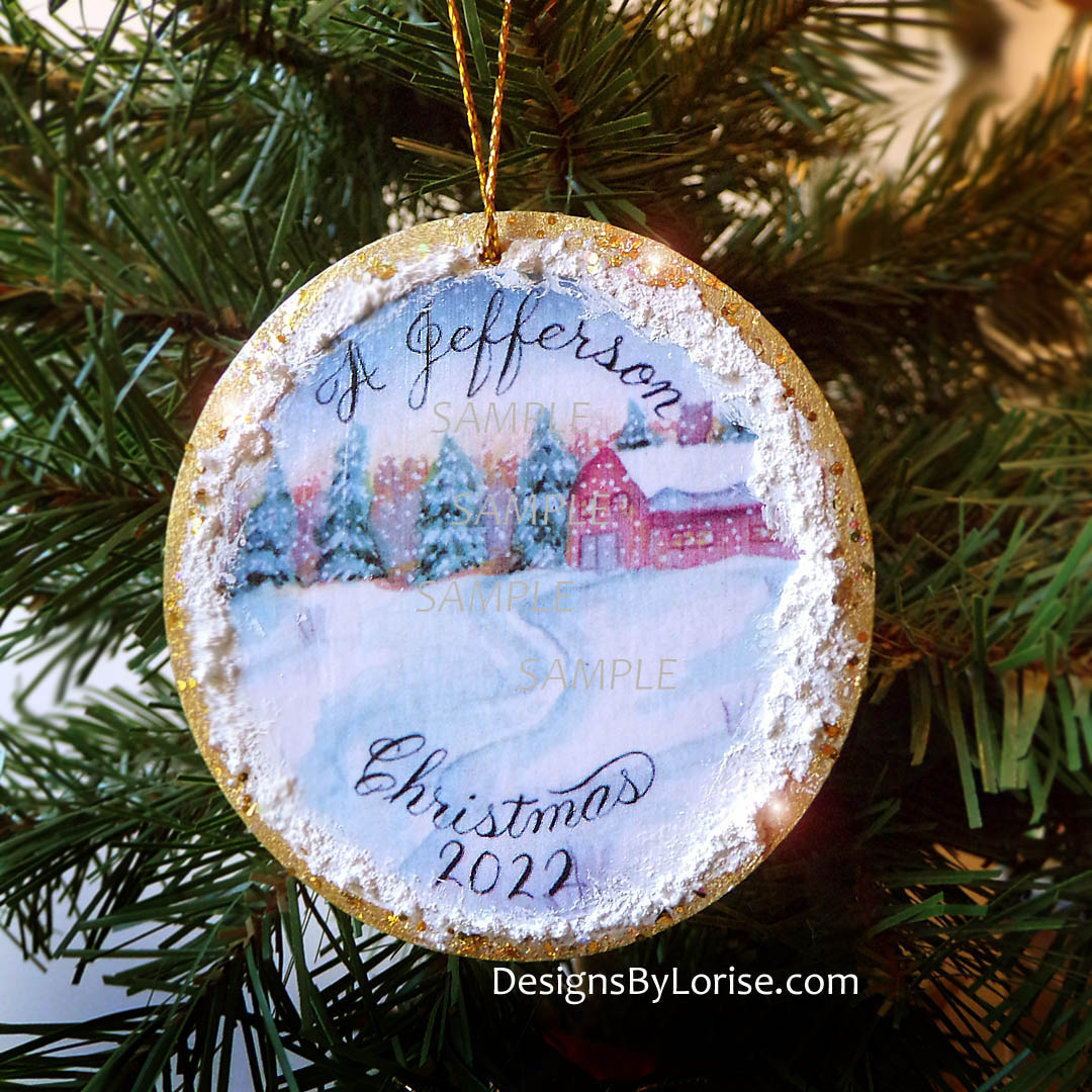 Jefferson NY Red House Holiday Christmas Ornament