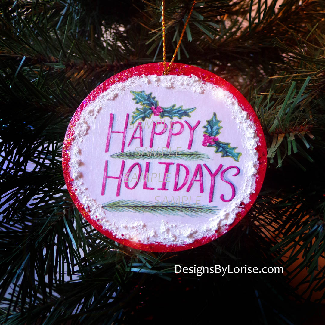 Red Happy Holidays Christmas Ornament