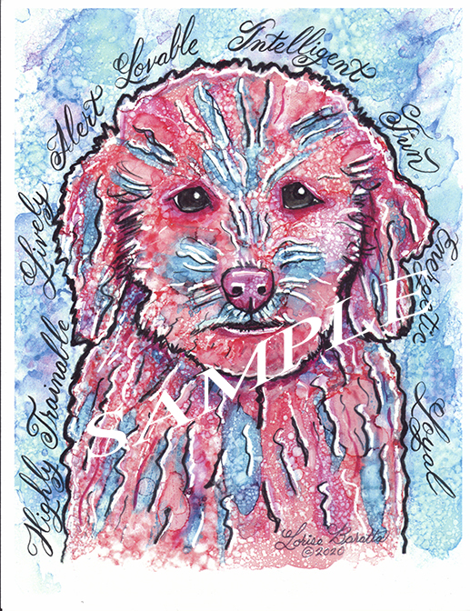 Poodle Dog  Calligraphy Animal Art Print