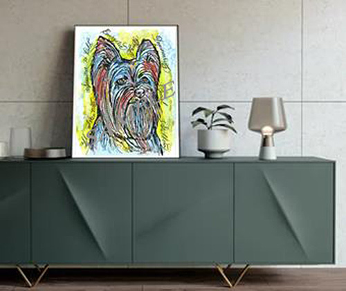 Yorkshire Terrier Dog Calligraphy Animal Art Print