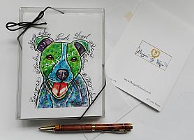 American Staffordshire Terrier Greeting Note Cards with Envelopes of Art and Calligraphy