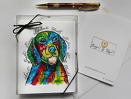 Beagle Funky Greeting Note Cards with Envelopes of Art and Calligraphy