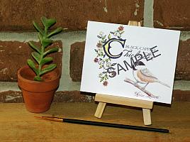Black-Capped Chickadee Art Card with Illumination & Calligraphy