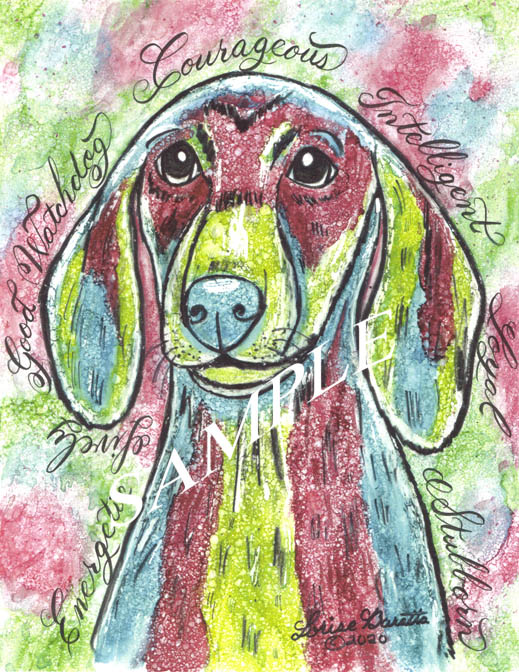Dachshund Dog  Calligraphy Animal Art Print
