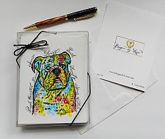 English Bulldog Funky Greeting Note Cards with Envelopes of Art and Calligraphy