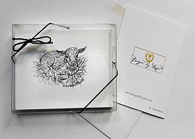 Goat Greeting Note Cards with Envelopes of Art and Calligraphy