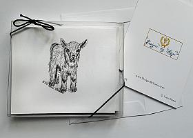 Goat Greeting Note Cards with Envelopes of Art and Calligraphy