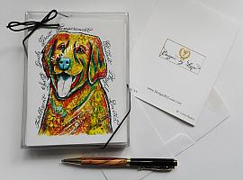 Golden Retriever Funky Dog Greeting Note Cards with Envelopes of Art and Calligraphy