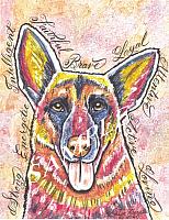 German Shepherd 2 Dog  Calligraphy  Animal Art Print