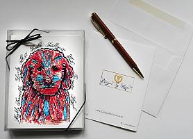Poodle Dog Funky Greeting Note Cards with Envelopes of Art and Calligraphy